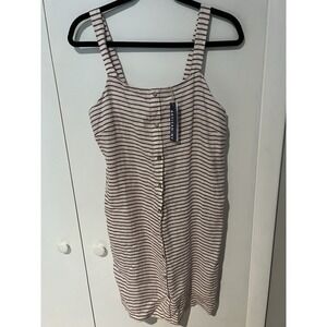 NWT Artisan NY Linen‎ Striped Dress Womens Size XS Ivory Maroon
